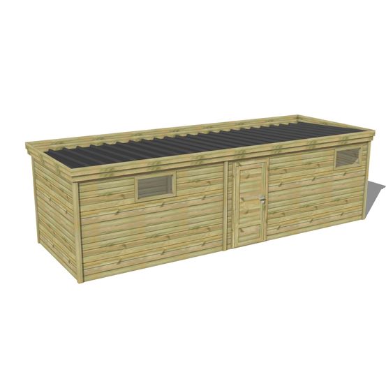 Abri de jardin bois pin traité autoclave 27mm - 7,695x2,64m / 20m2 - bac acier - abri français