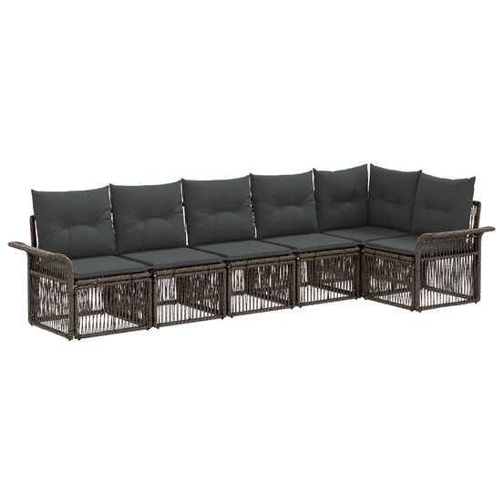 Ensemble de canapé de jardin 6 pc gris polyrotin