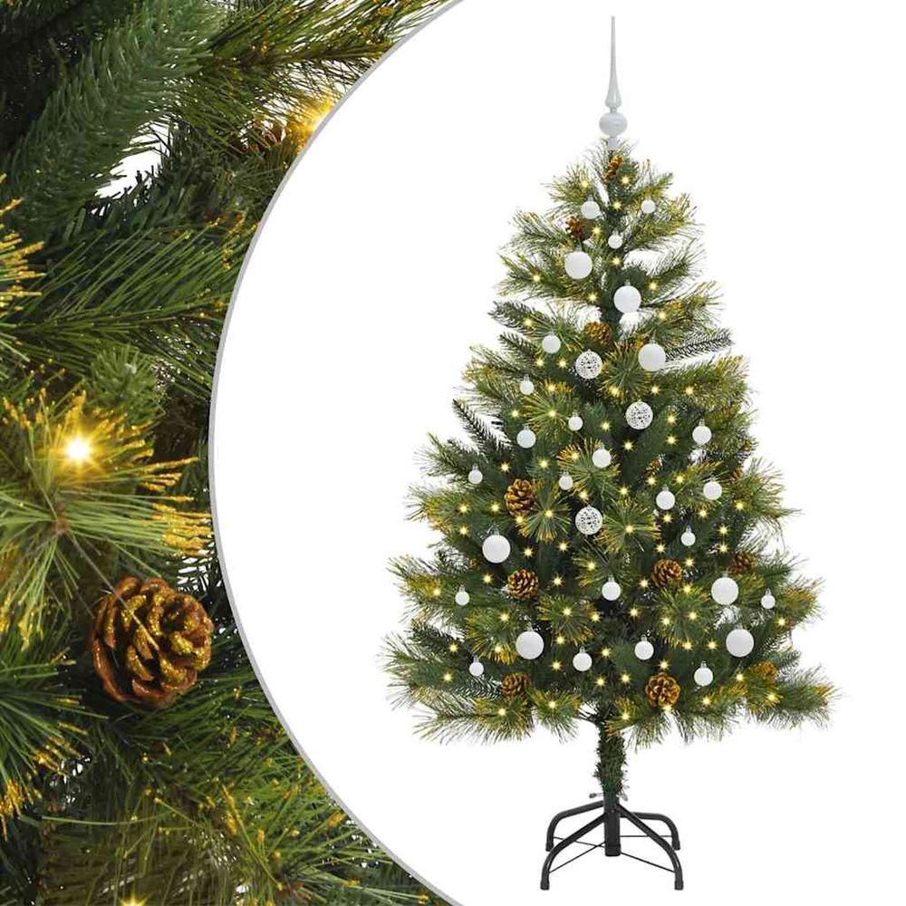 Sapin de noël artificiel avec branches pliables et cônes 150 cm