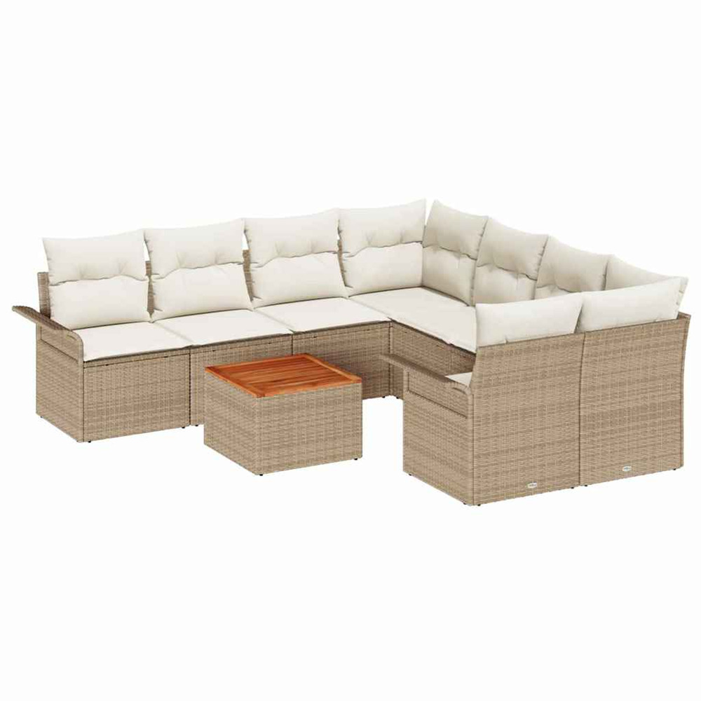 Ensemble de canapé de jardin avec coussin 9 pcs beige et crème
