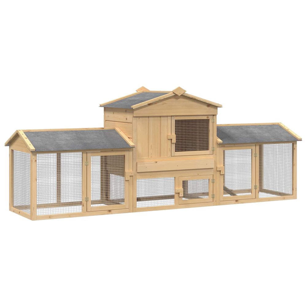 Poulailler 3 pièces marron 225 x 60 x 89 cm bois de pin massif