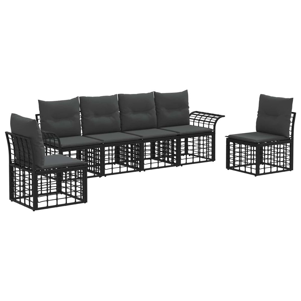 Ensemble de canapés d'extérieur 6 pc noir et gris foncé