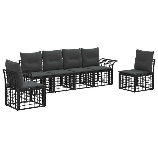 Ensemble de canapés d'extérieur 6 pc noir et gris foncé