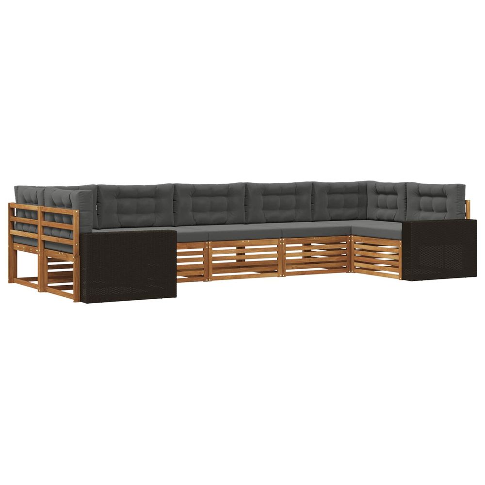 Ensemble de canapés d'extérieur 7 pc naturel et anthracite