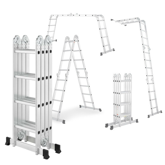 Échelle multifonctions bm tools bmt-4x4-multi en alu, 4x4 marches - 4,65 m de long. / pliable - jusqu'à 150 kg - articulée