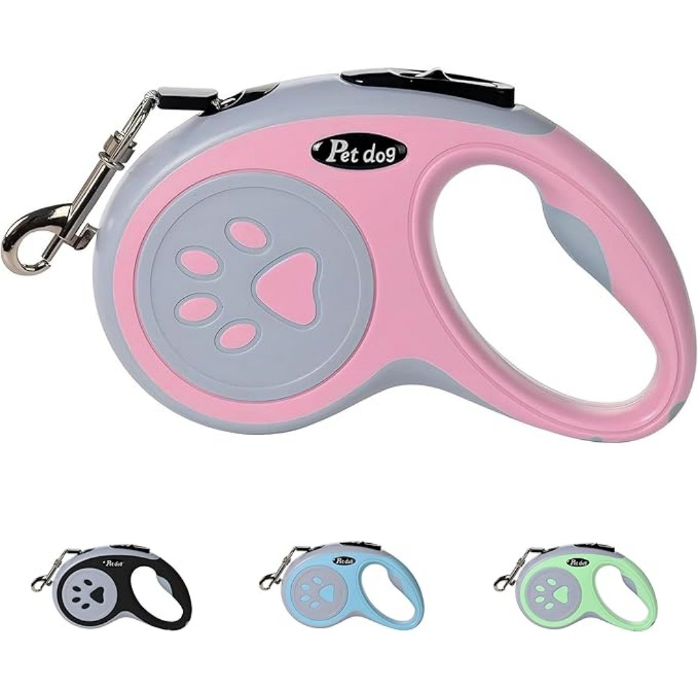 Laisse rétractable 5 m pour chiens petit moyen taille rose