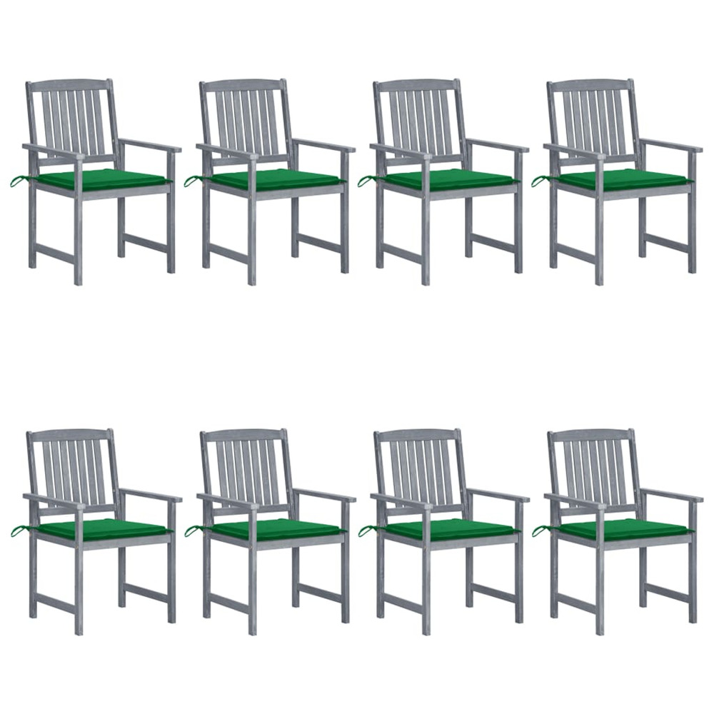 Chaises de jardin et coussins lot de 8 bois acacia solide gris