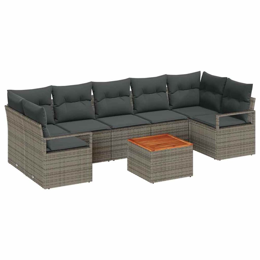 Ensemble de canapé de jardin 8 pc gris polyrotin