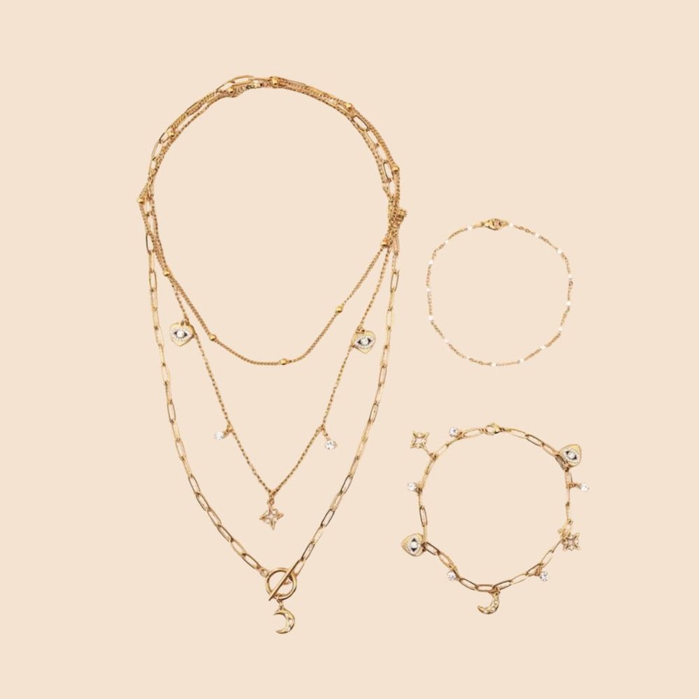 Kit diy bijoux en acier inoxydable - parure dorée