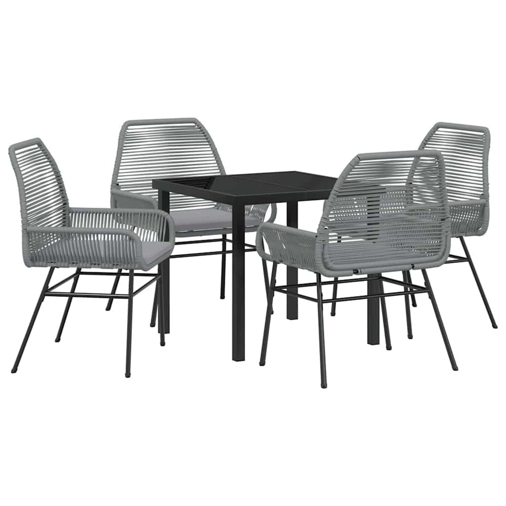 Ensemble de salle à manger pour jardin 5 pcs gris polyrotin