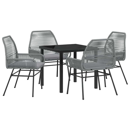 Ensemble de salle à manger pour jardin 5 pcs gris polyrotin