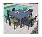 Mimaos - ensemble table et chaises de jardin - 8 places - gris anthracite et vert olive