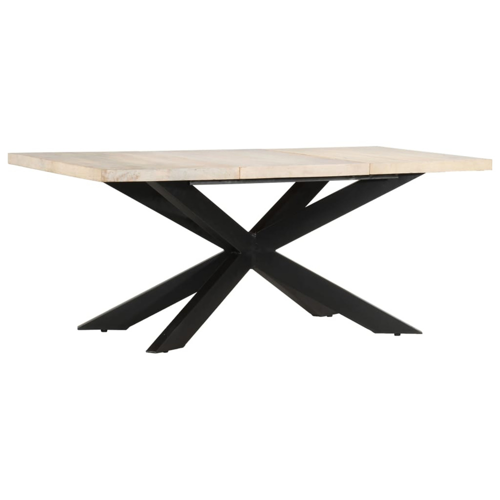 Table à dîner 180x90x76 cm bois de manguier massif blanchi