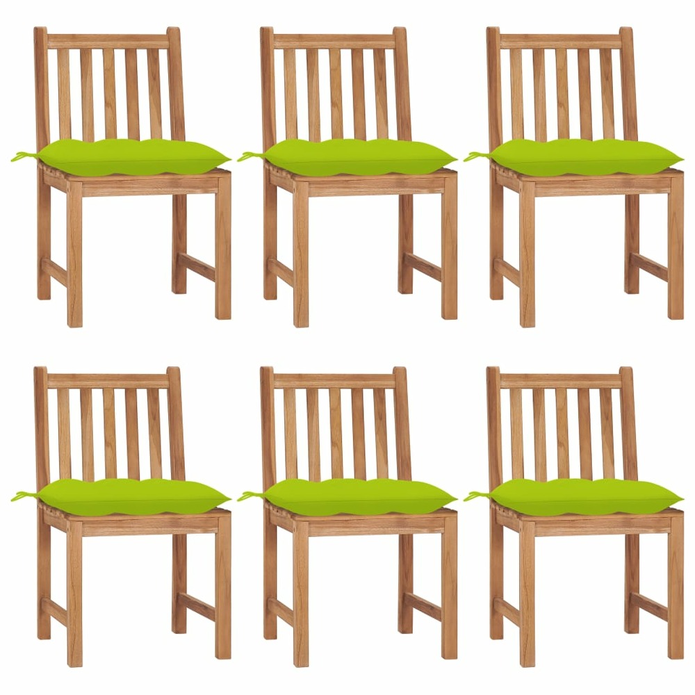 Chaises de jardin lot de 6 avec coussins bois de teck massif