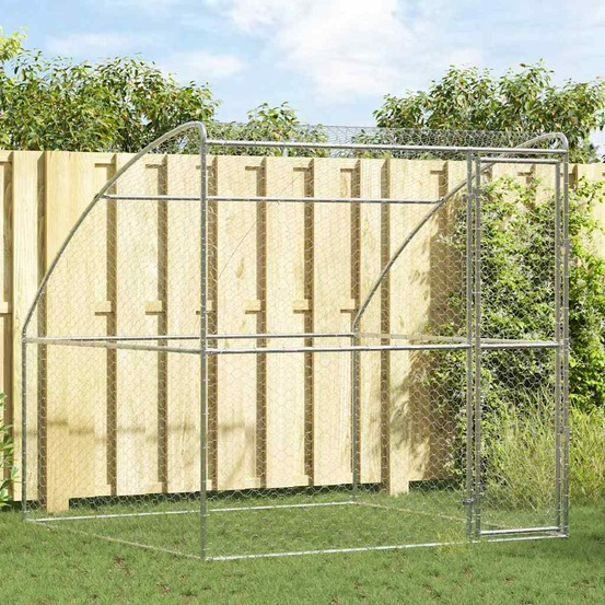 Kennel pour chiens argenté 2 x 2 x 2 m acier galvanisé