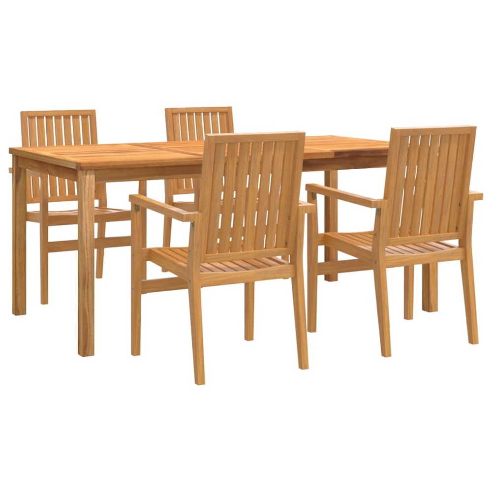 Ensemble à manger de jardin 5pcs bois de teck massif