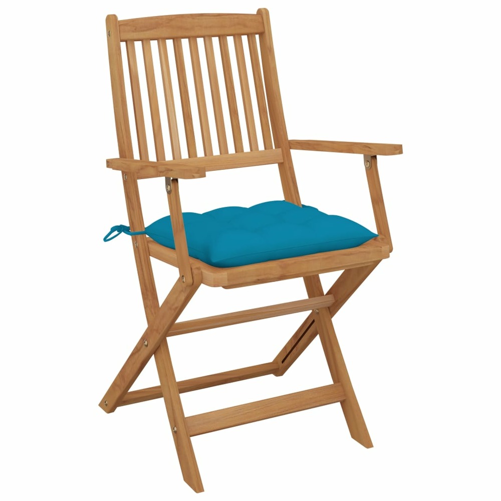 Chaises pliables de jardin lot de 4 avec coussins bois d'acacia