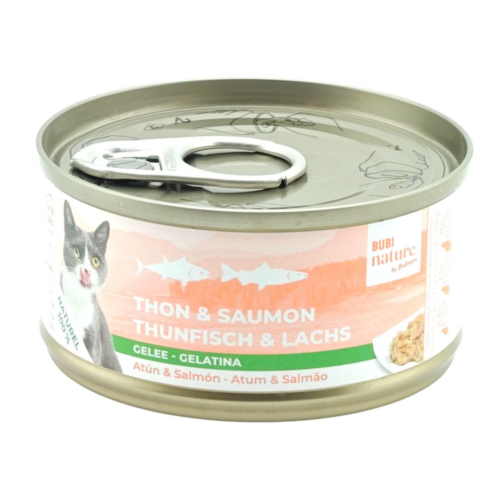 Pâtée en gelée pour chat au thon et au saumon bubimex bubi nature - 70 g