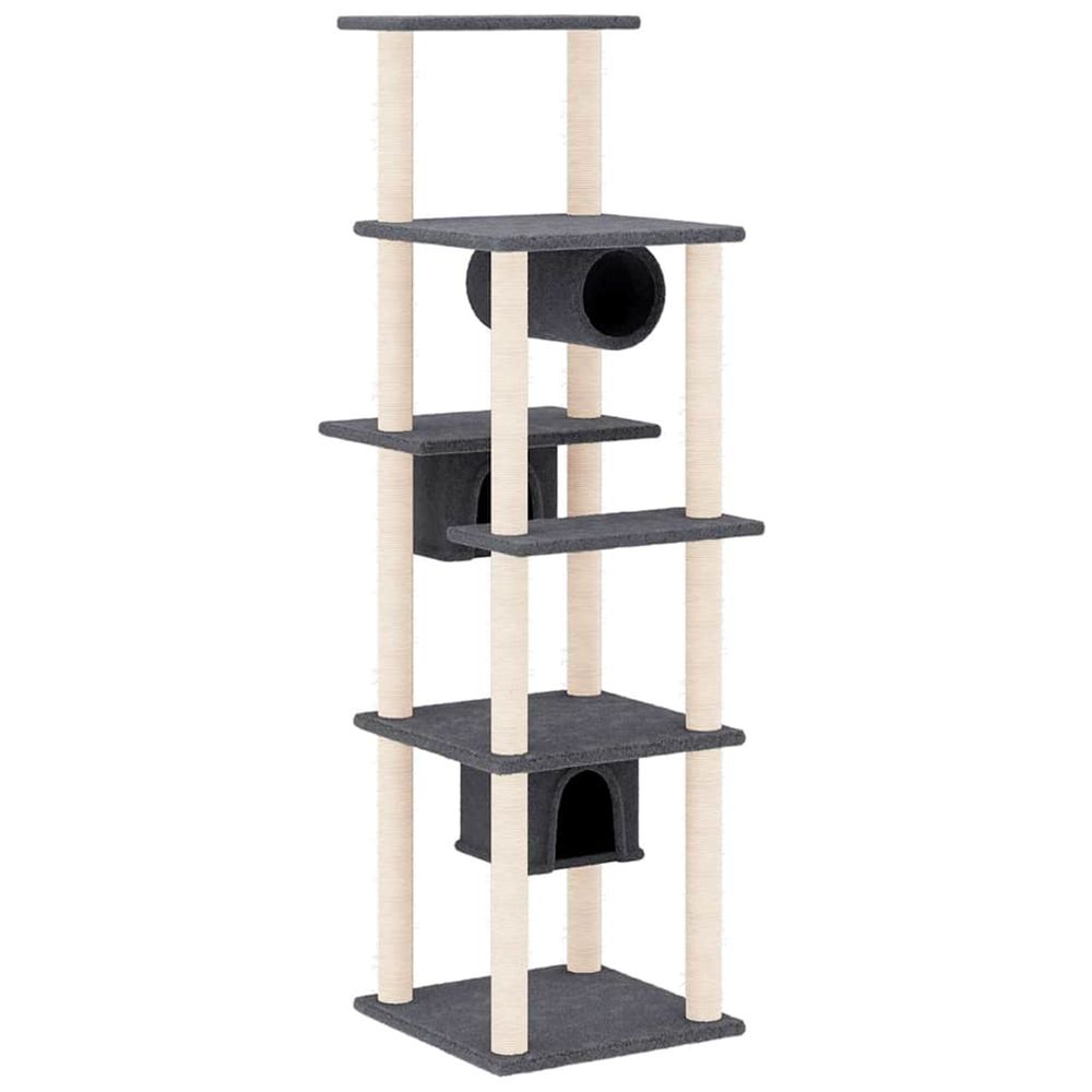Arbre à chat avec griffoirs en sisal gris foncé 169 cm