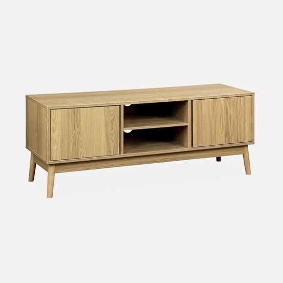 Meuble tv décor bois 2 portes l 120 x l 39 h 48cm - dune