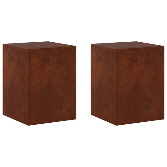Support de plante 2 pcs rouillé 30 x 30 x 40 cm acier patiné