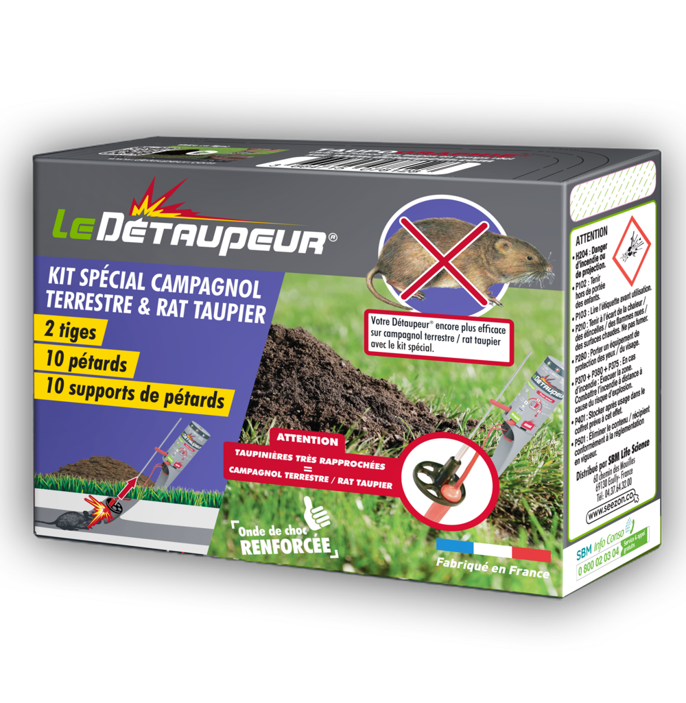 Detaupeur - kit piège anti campagnols - 10 pétards inclus - armement e