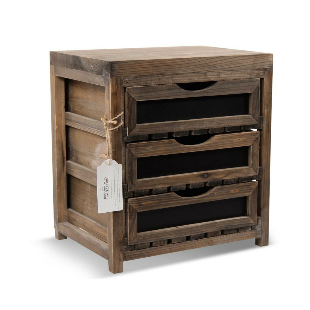 Meuble bas rangement 3 tiroirs bois marron - décoration d'autrefois