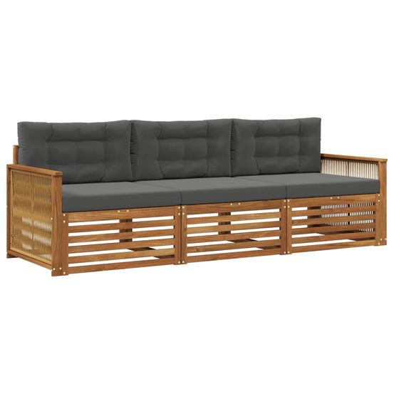Ensemble de canapés d'extérieur 3 pc naturel et anthracite