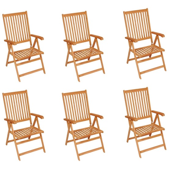 Chaises de jardin lot de 6 avec coussins bleu royal bois teck