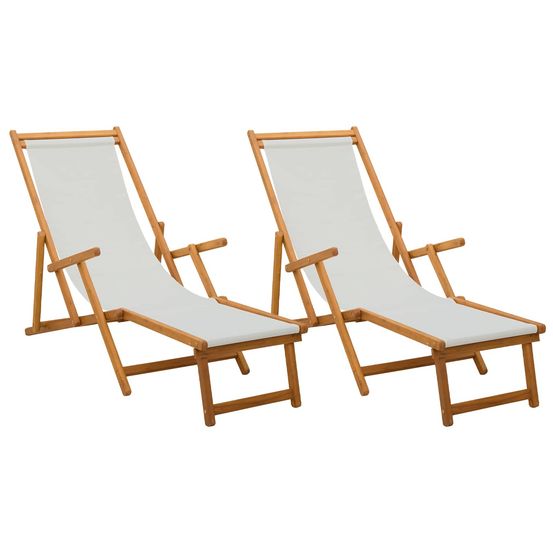 Chaise longue pliante 2 pcs 3 position bois d'eucalyptus massif bain de soleil