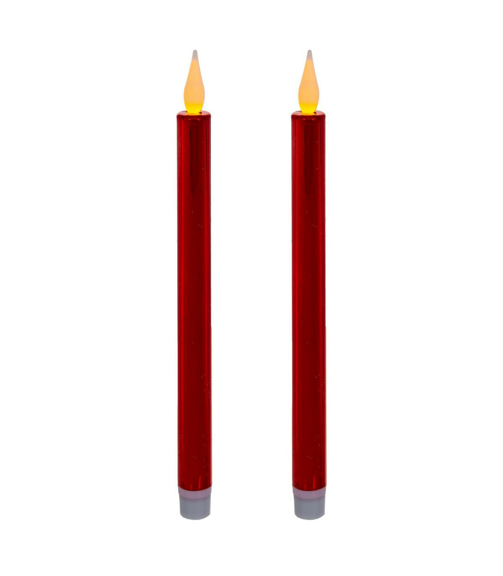 Lot 2 bougies chandelles lumineuses à led rouge