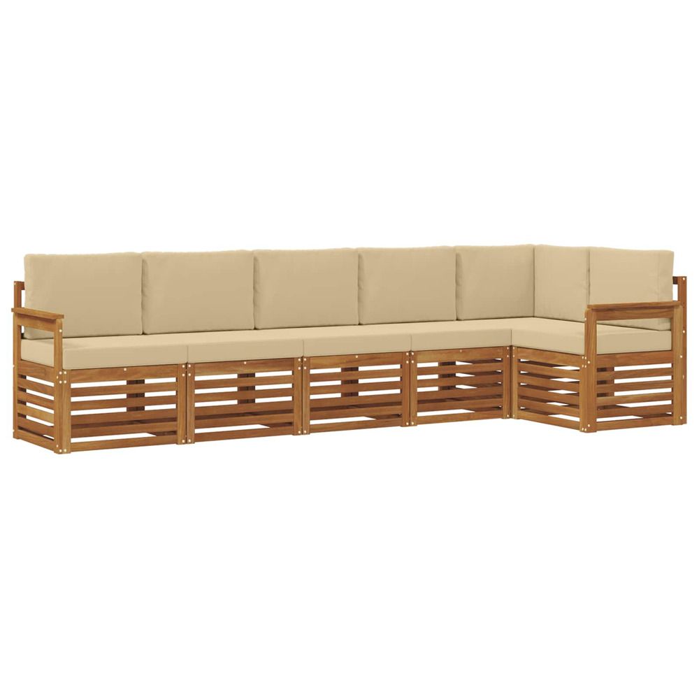 Ensemble de canapés d'extérieur 6 pc naturel et beige polyester