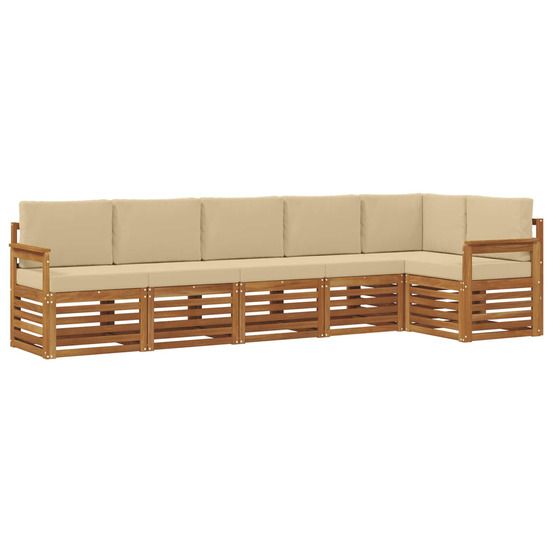 Ensemble de canapés d'extérieur 6 pc naturel et beige polyester