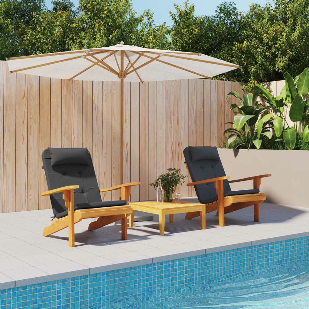 Coussins de chaise adirondack lot de 2 noir tissu oxford