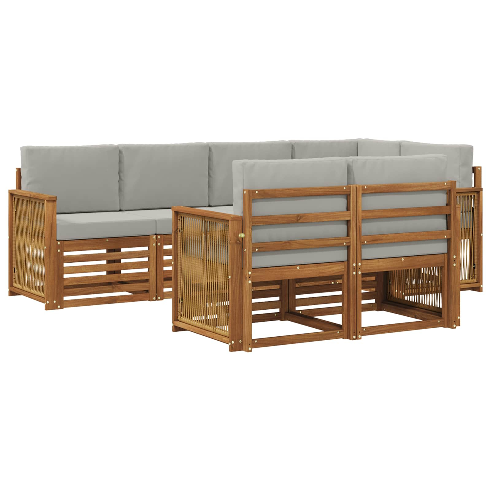 Ensemble de canapé d'angle 6 pcs naturel et gris clair