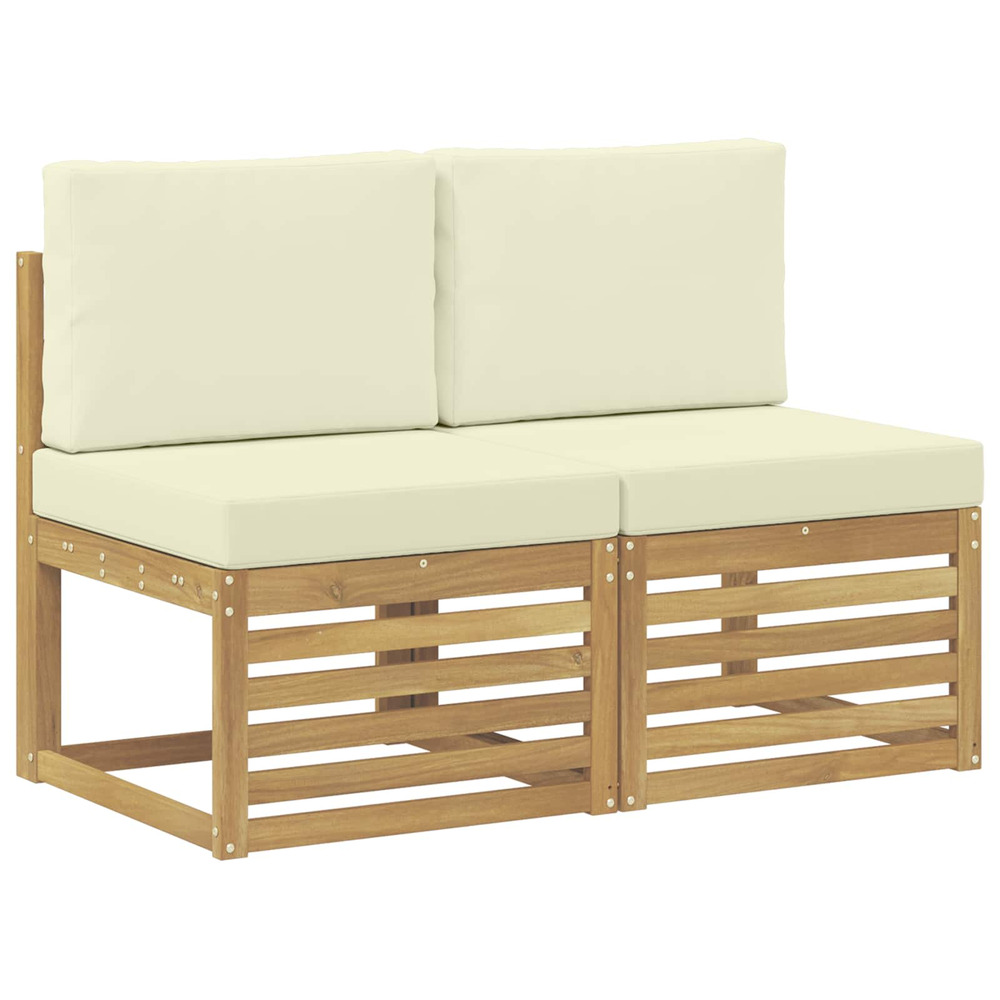 2 pièce sofa de milieu extérieur bois d'acacia massif blanc