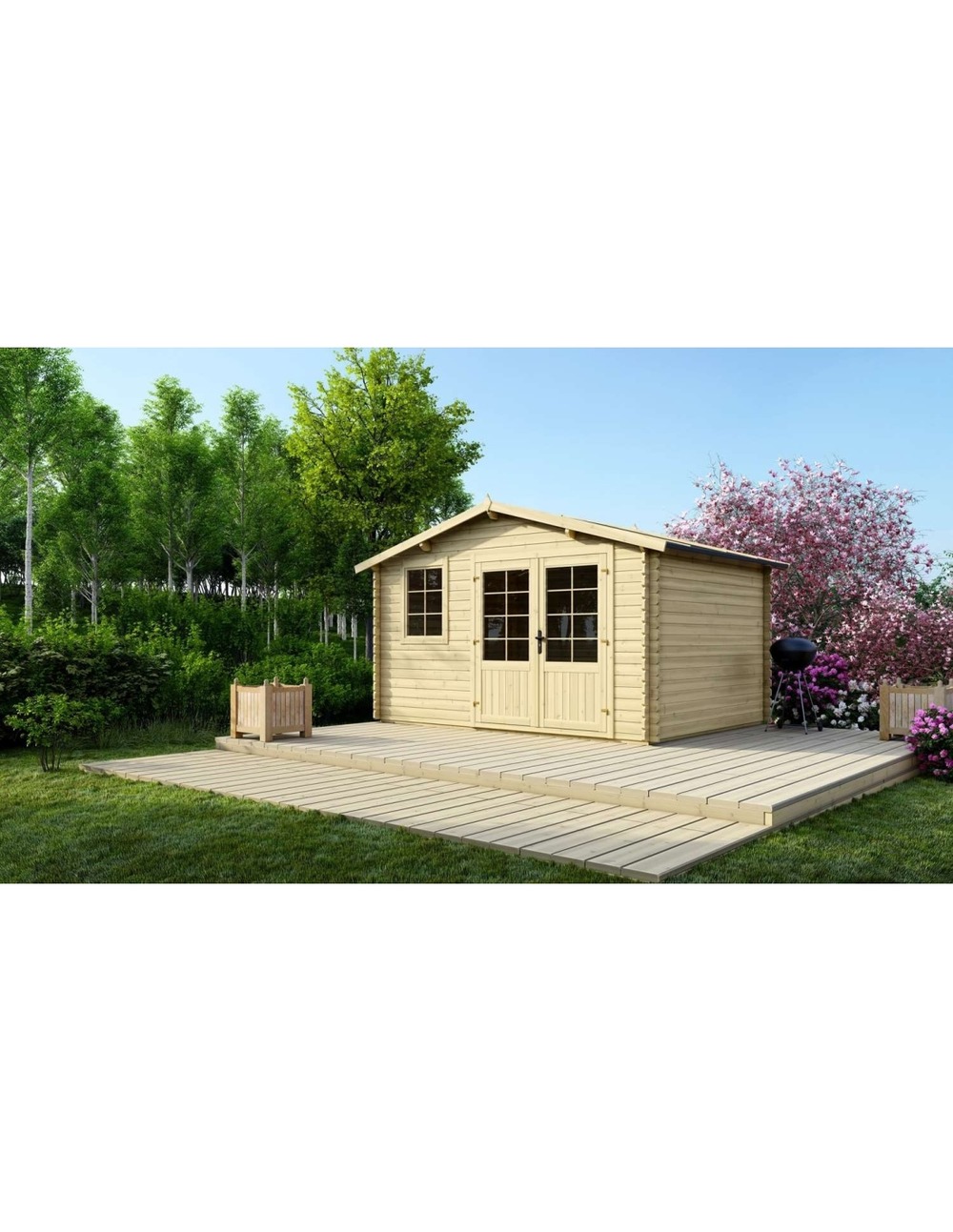 Abri de jardin en bois - 11,70m2 - 3,90x3m - ep. 34mm - couleur: naturel - dom561 - altanka