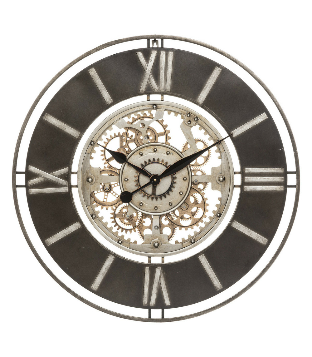 Grande pendule murale en métal doré d 70 cm