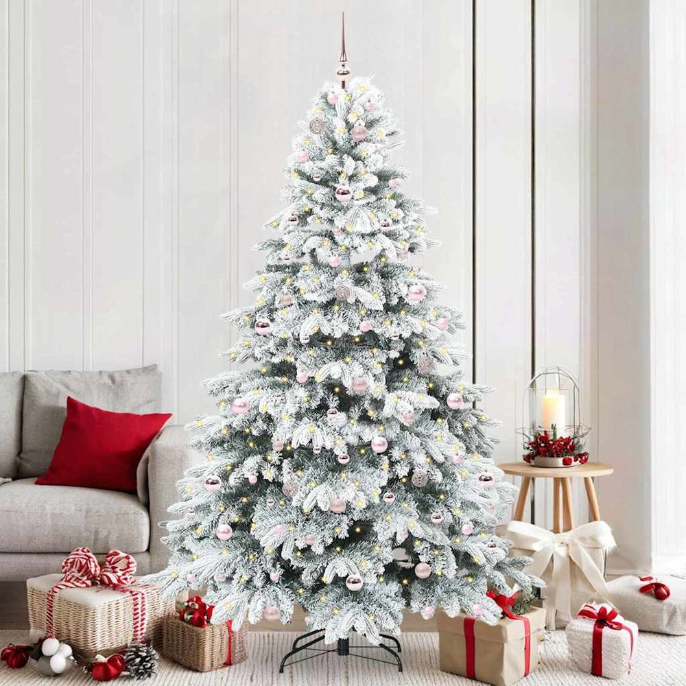 Arbre de noël lumineux 210 cm, kit tout-en-un avec 1306 branches, 120 boules et led