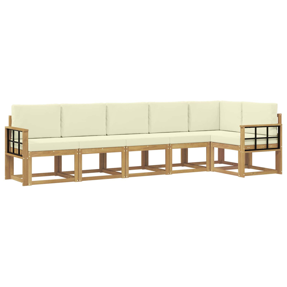 Ensemble de canapés d'extérieur 6 pcs blanc et crème polyester