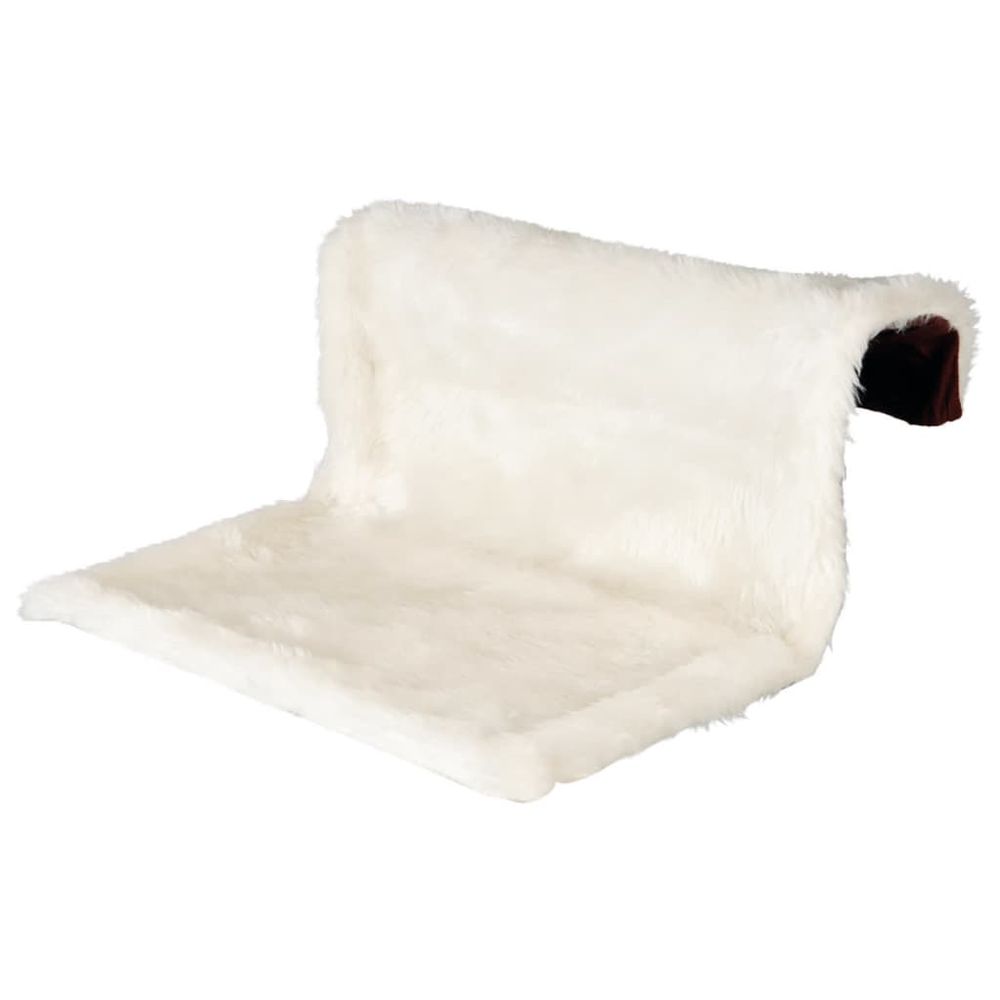 Lit de radiateur pour animaux en peluche crème et marron