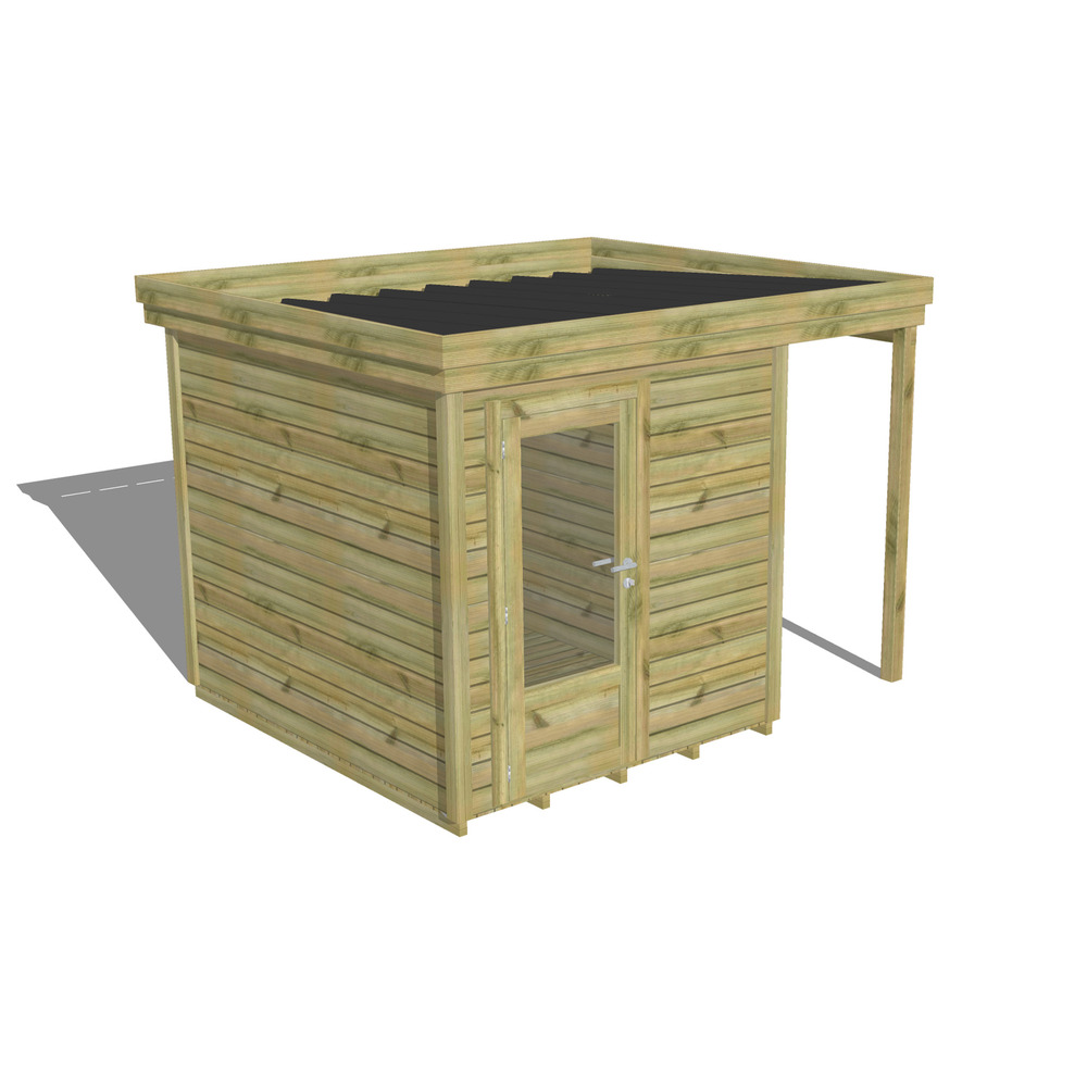 Abri de jardin bois pin traité autoclave 27mm - 3,14x2,64m / 8m2 - bac acier - plancher bois