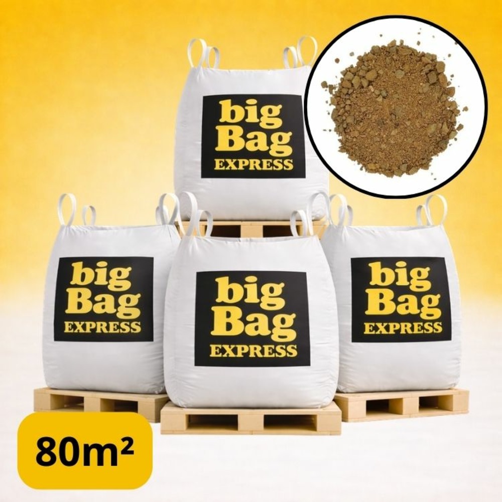 Pack 4 x big bag de +/- 1,5t ≃ 80m² sable stabilisé beige pour terrain de pétanque ø 0/6 mm - livraison premium