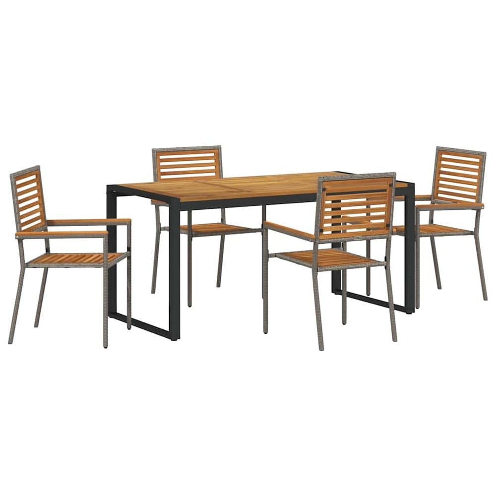 Ensemble de salle à manger pour jardin 5 pc gris et marron