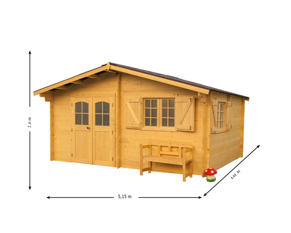 Abri madriers bois massif avec double rainurage 22.87 m2 bi-chromatées - nan5040.02n