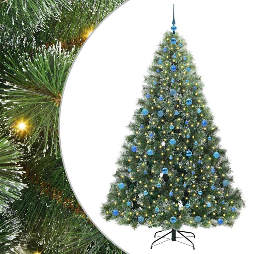 Sapin de noël artificiel avec 300 led vert 210 cm pe et pvc