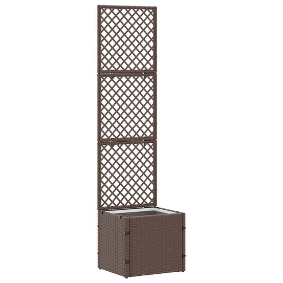 Jardinière d'extérieur treillis marron 35 x 30 x 135 cm métал