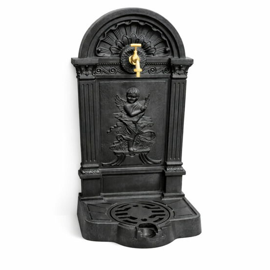 Fontaine de jardin extérieur fonte aluminium noire ange 84cm