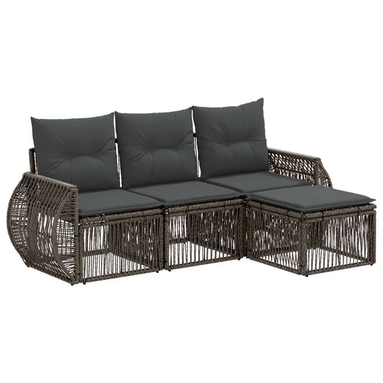 Ensemble de canapé de jardin 4 pc gris et gris foncé polyrotin