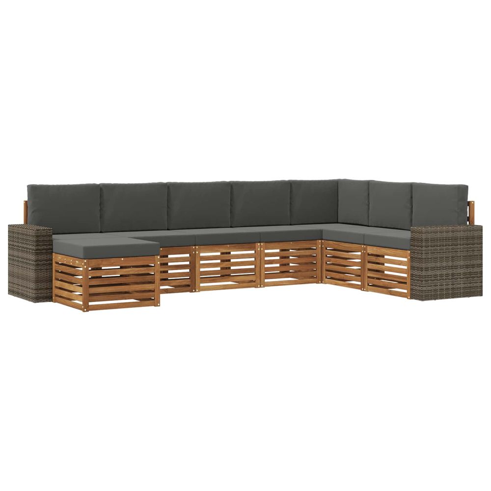 Ensemble de canapés d'extérieur 8 pc naturel et anthracite